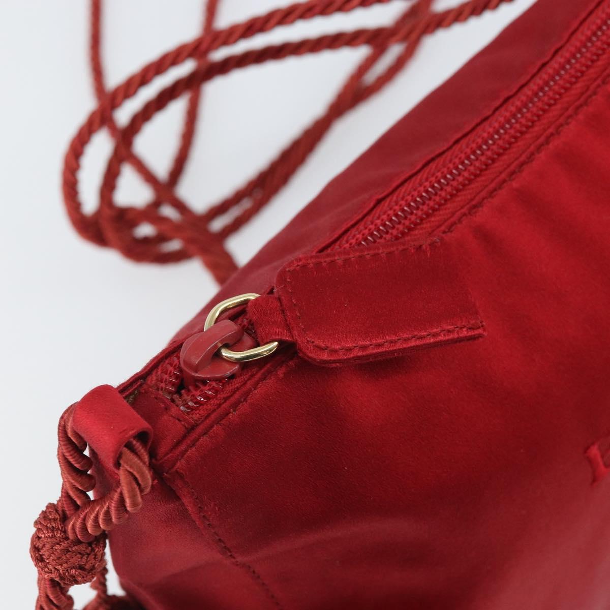 PRADA Shoulder Bag Satin Red Gold Auth 162423