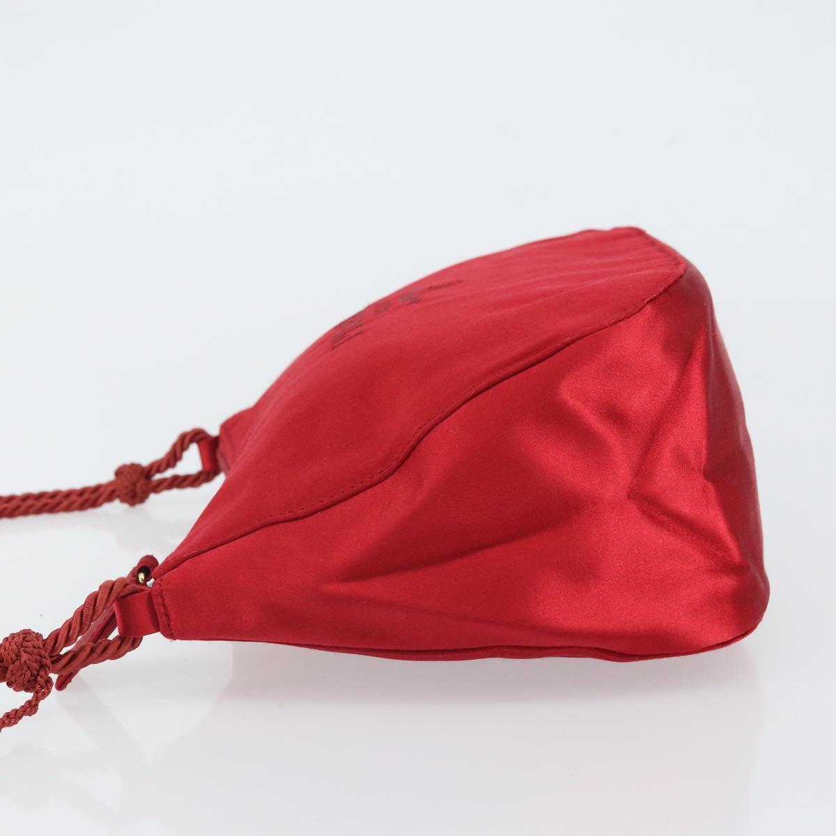 PRADA Shoulder Bag Satin Red Gold Auth 162423