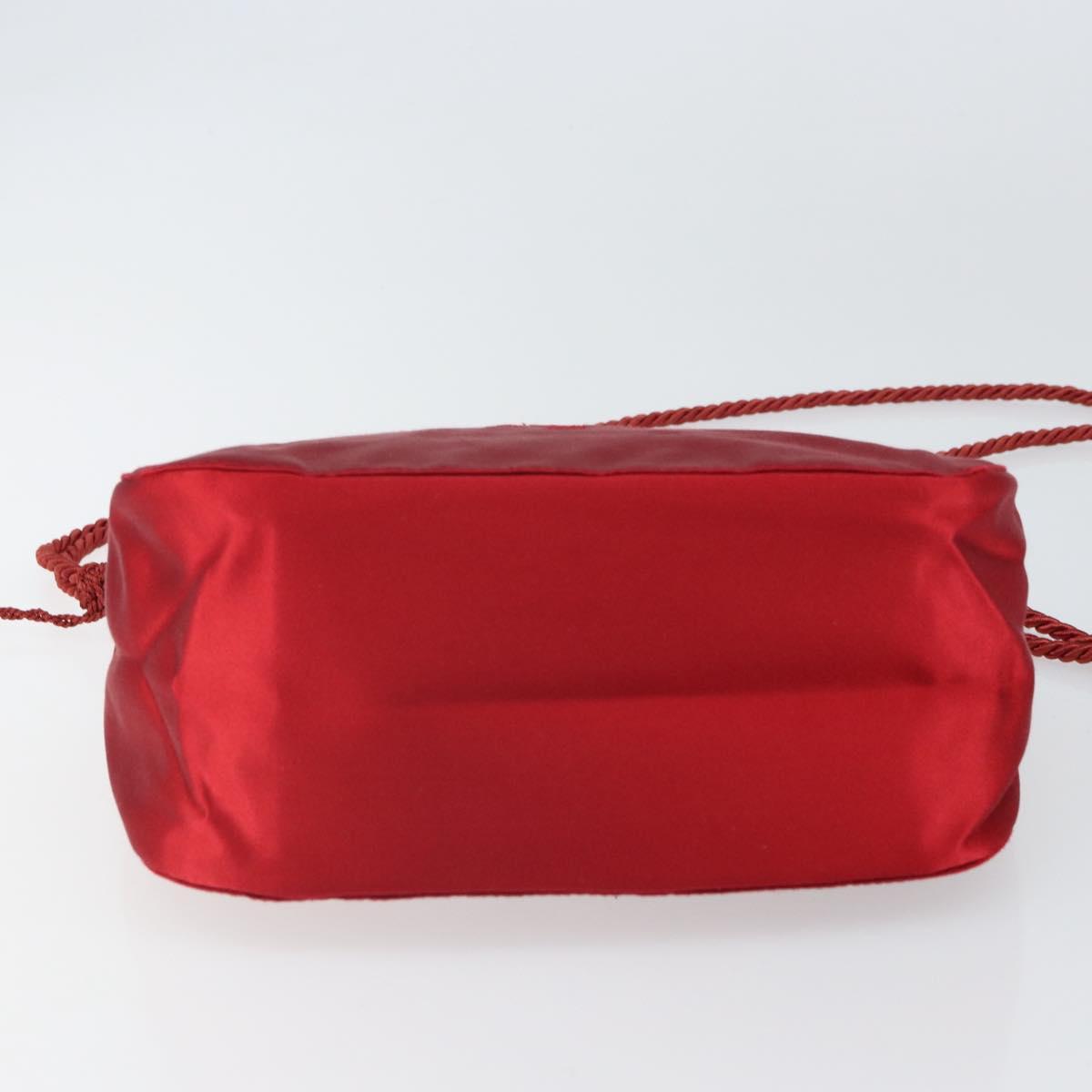 PRADA Shoulder Bag Satin Red Gold Auth 162423
