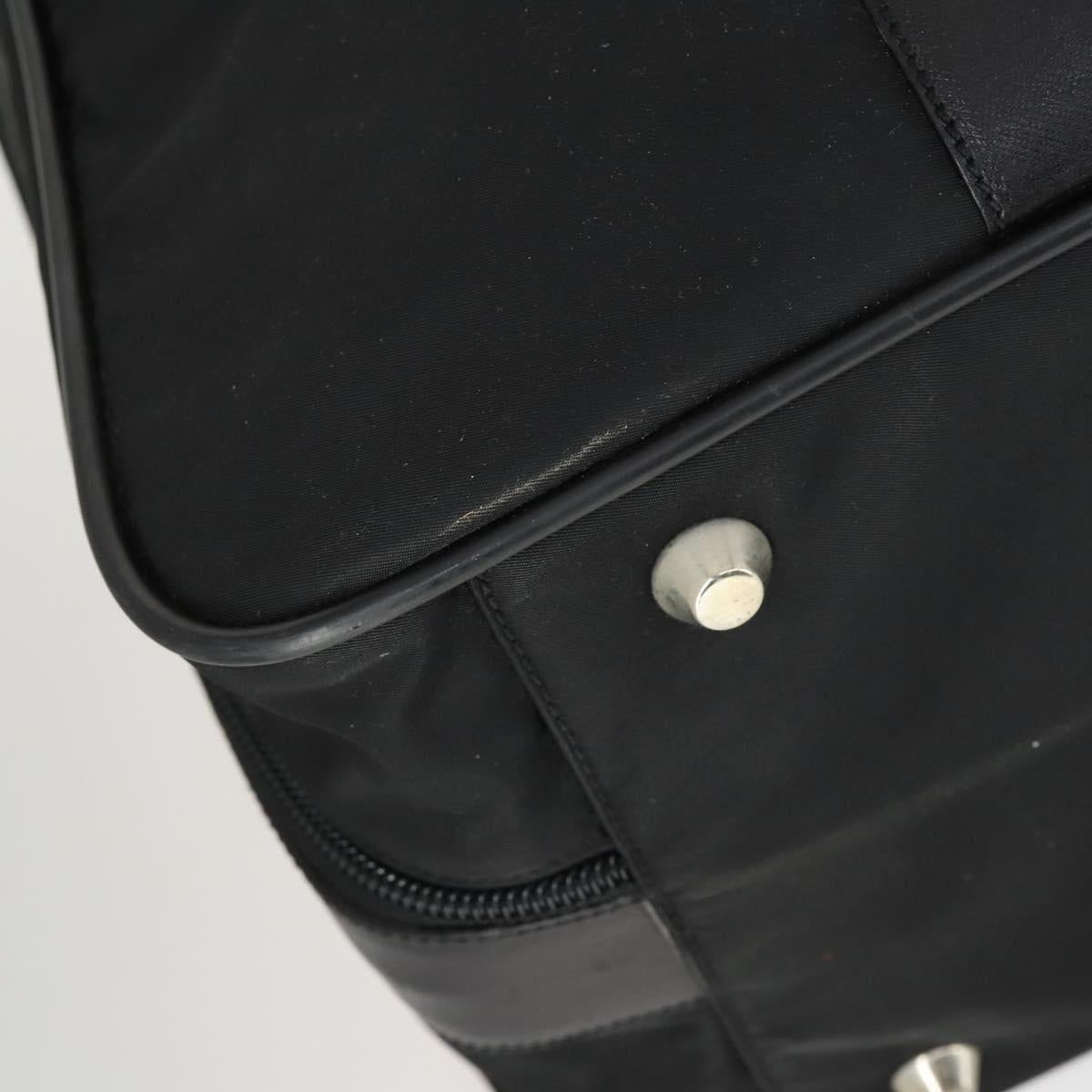 PRADA Boston Bag Nylon Black Silver Auth 162424