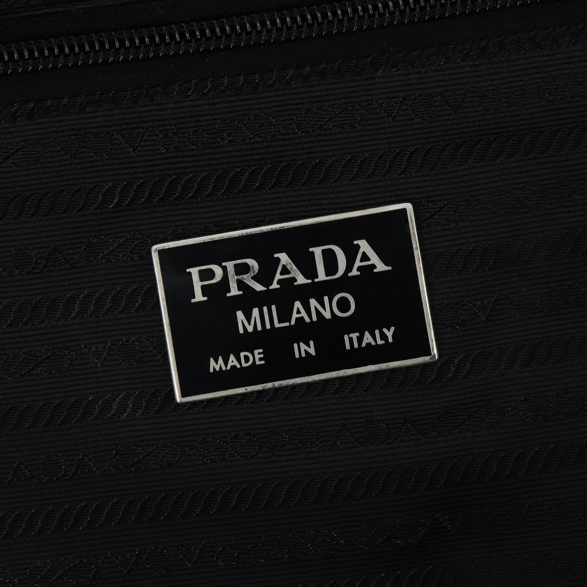 PRADA Boston Bag Nylon Black Silver Auth 162424