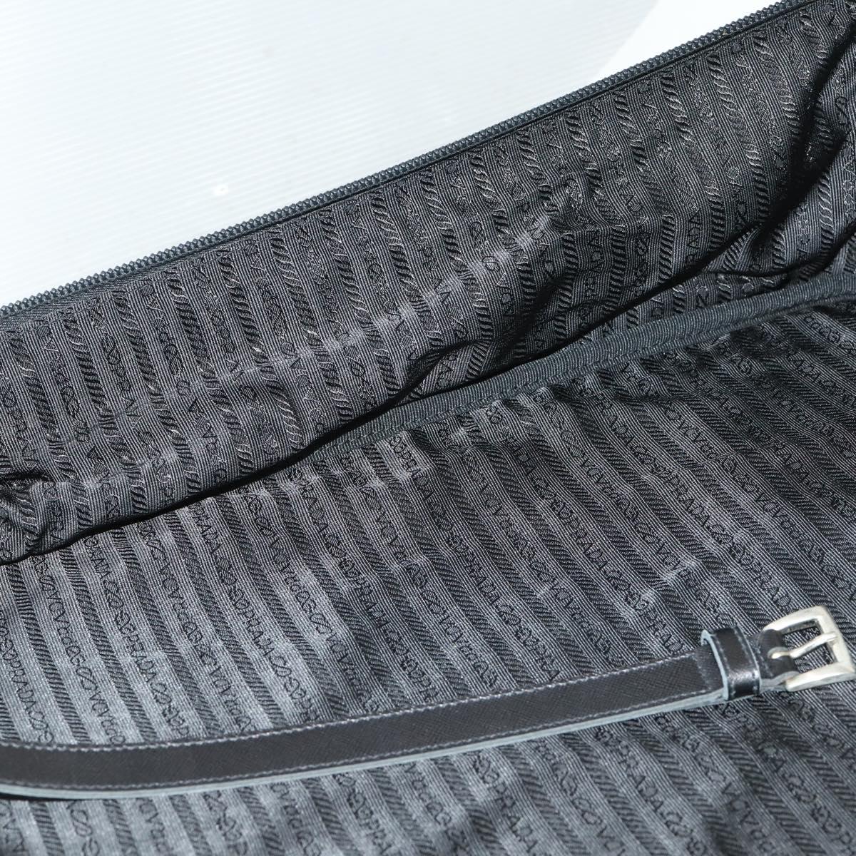 PRADA Boston Bag Nylon Black Silver Auth 162424