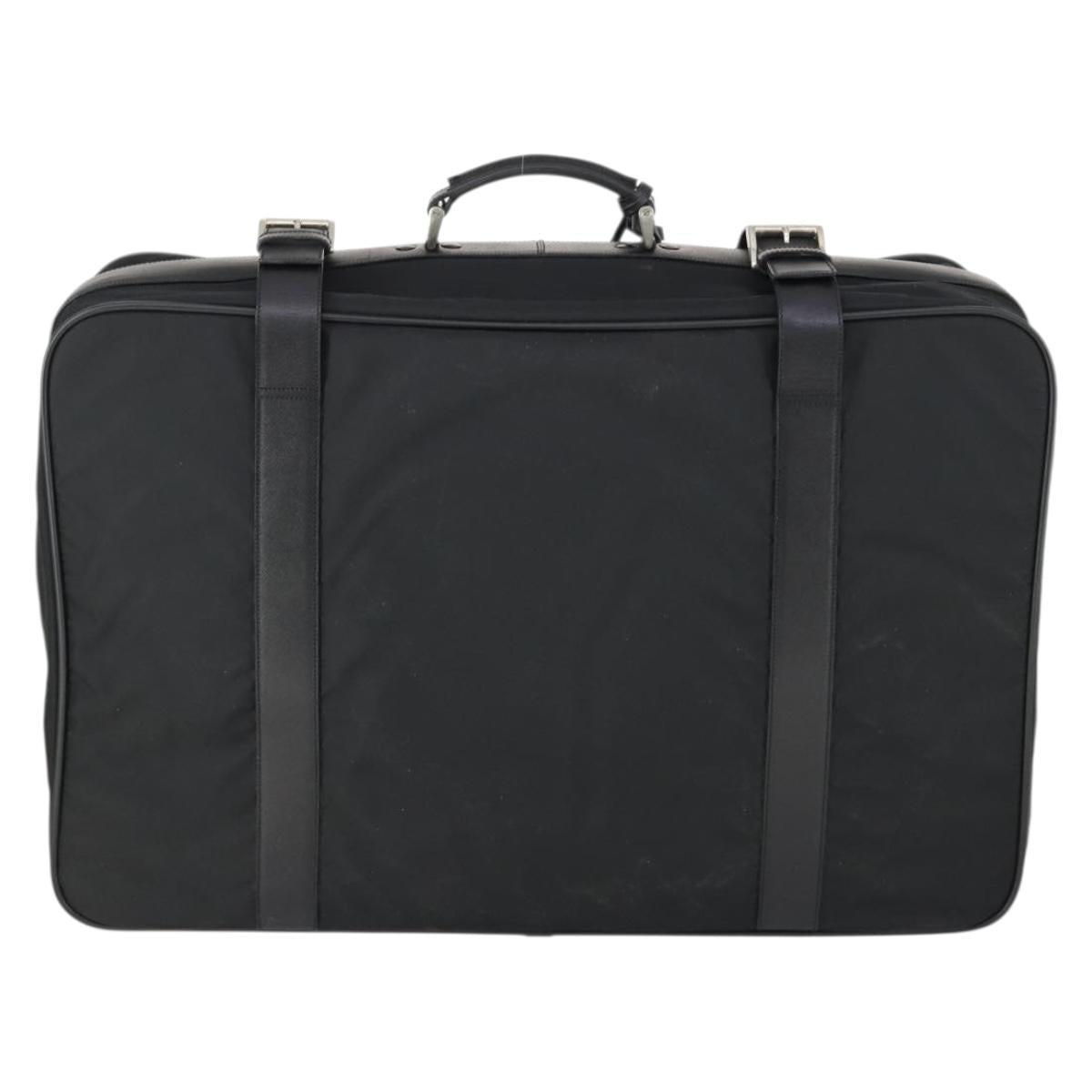 PRADA Boston Bag Nylon Black Silver Auth 162424