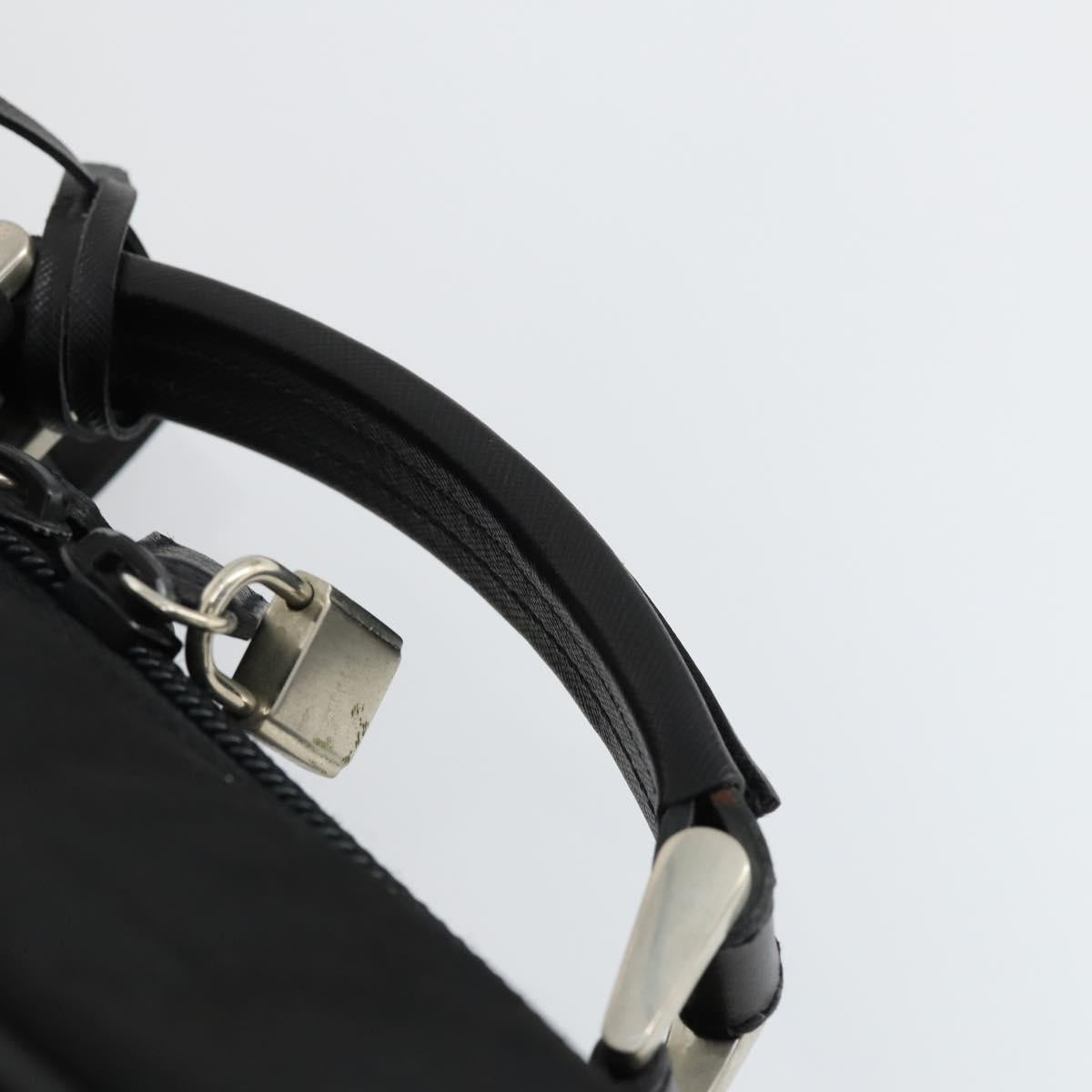PRADA Boston Bag Nylon Black Silver Auth 162424