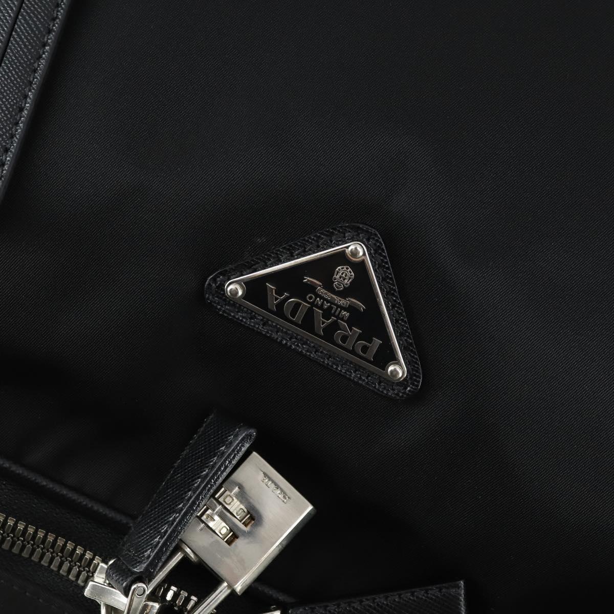 PRADA Suitcase Nylon Black Silver Auth 162425