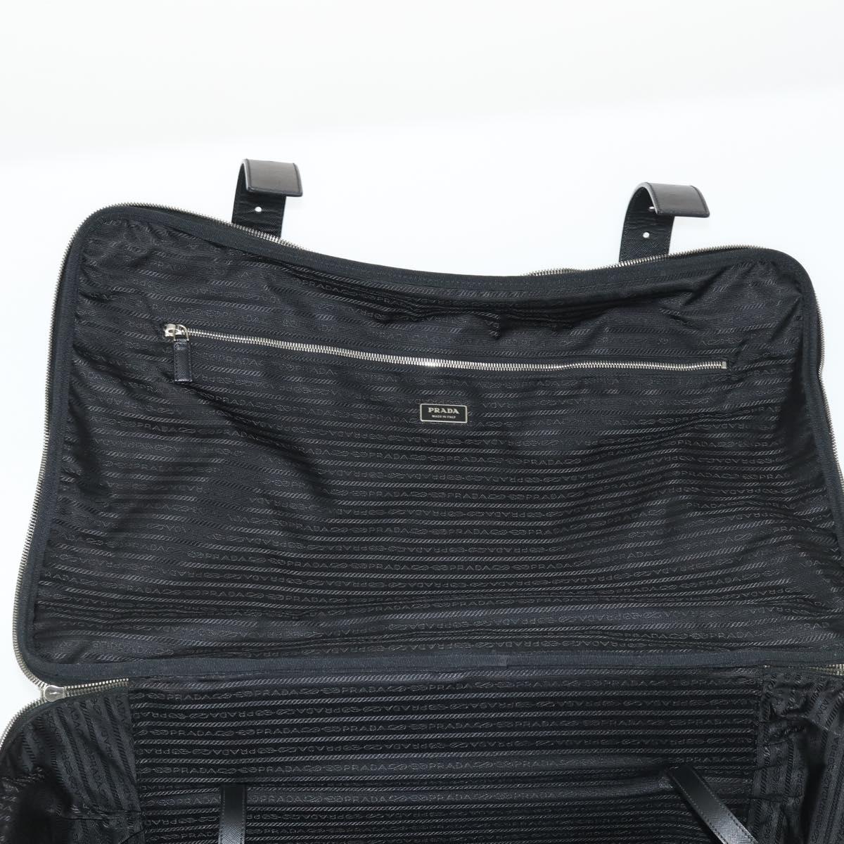 PRADA Suitcase Nylon Black Silver Auth 162425