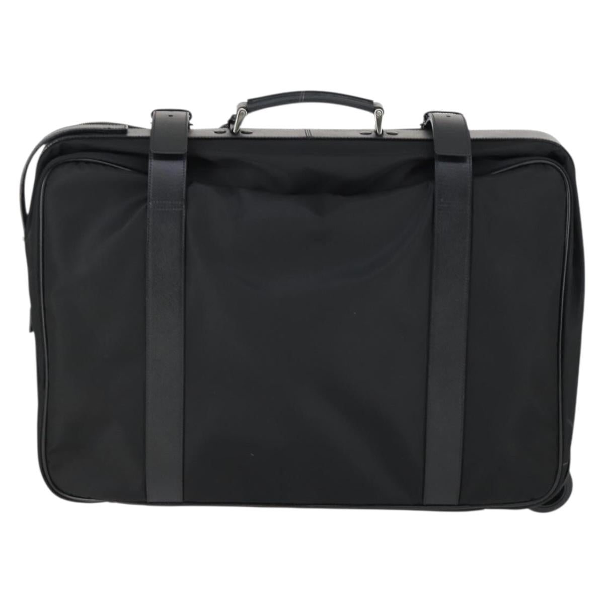 PRADA Suitcase Nylon Black Silver Auth 162425