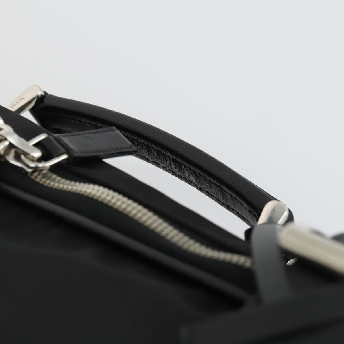 PRADA Suitcase Nylon Black Silver Auth 162425
