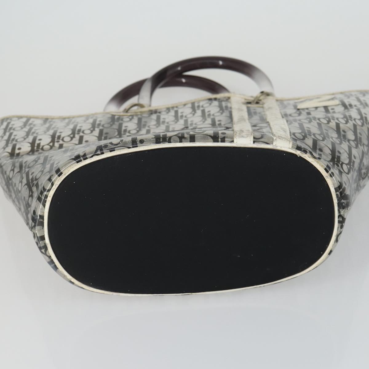 Christian Dior Trotter Canvas Hand Bag Vinyl Clear Silver Auth 162441