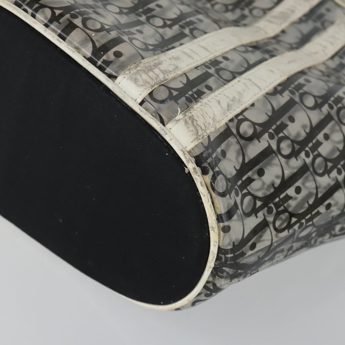 Christian Dior Trotter Canvas Hand Bag Vinyl Clear Silver Auth 162441