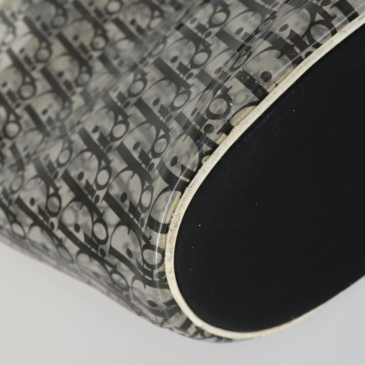 Christian Dior Trotter Canvas Hand Bag Vinyl Clear Silver Auth 162441