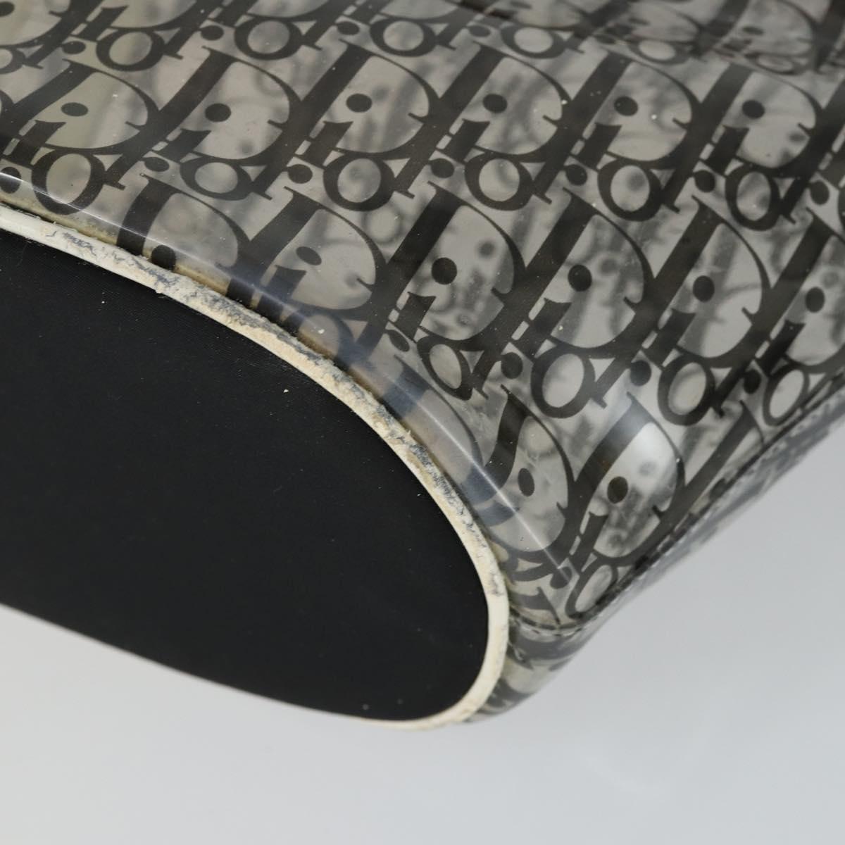 Christian Dior Trotter Canvas Hand Bag Vinyl Clear Silver Auth 162441