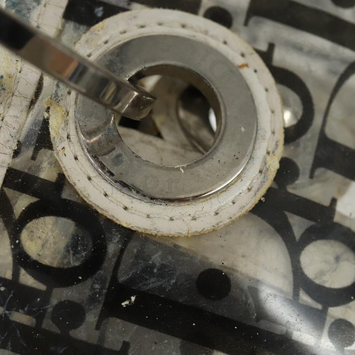 Christian Dior Trotter Canvas Hand Bag Vinyl Clear Silver Auth 162441