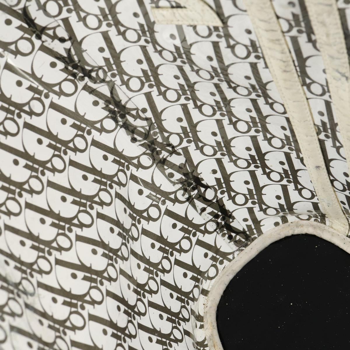 Christian Dior Trotter Canvas Hand Bag Vinyl Clear Silver Auth 162441