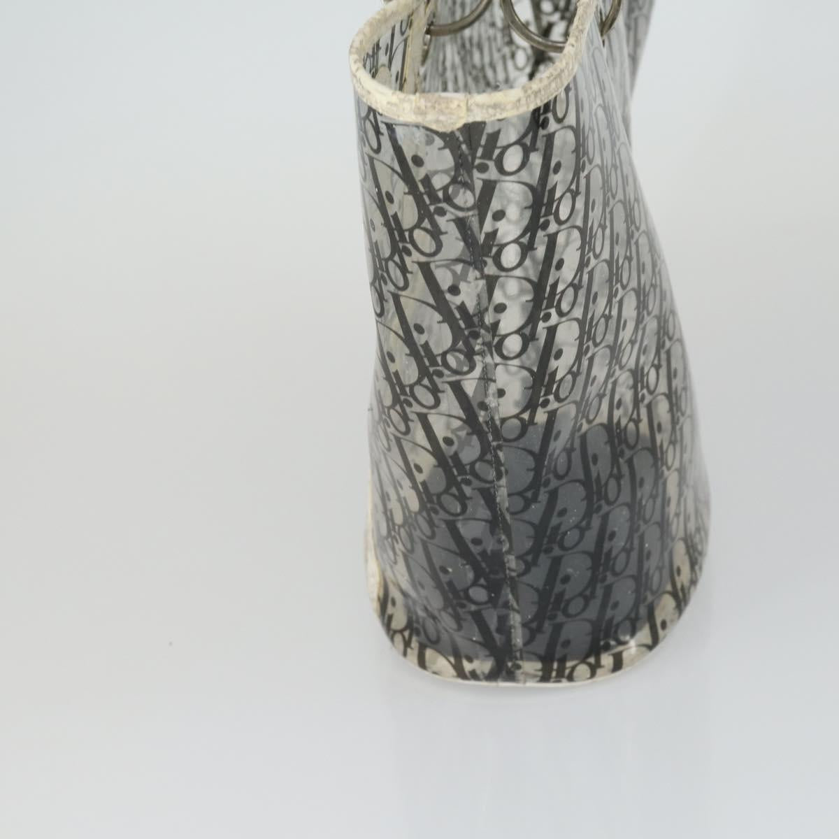 Christian Dior Trotter Canvas Hand Bag Vinyl Clear Silver Auth 162441