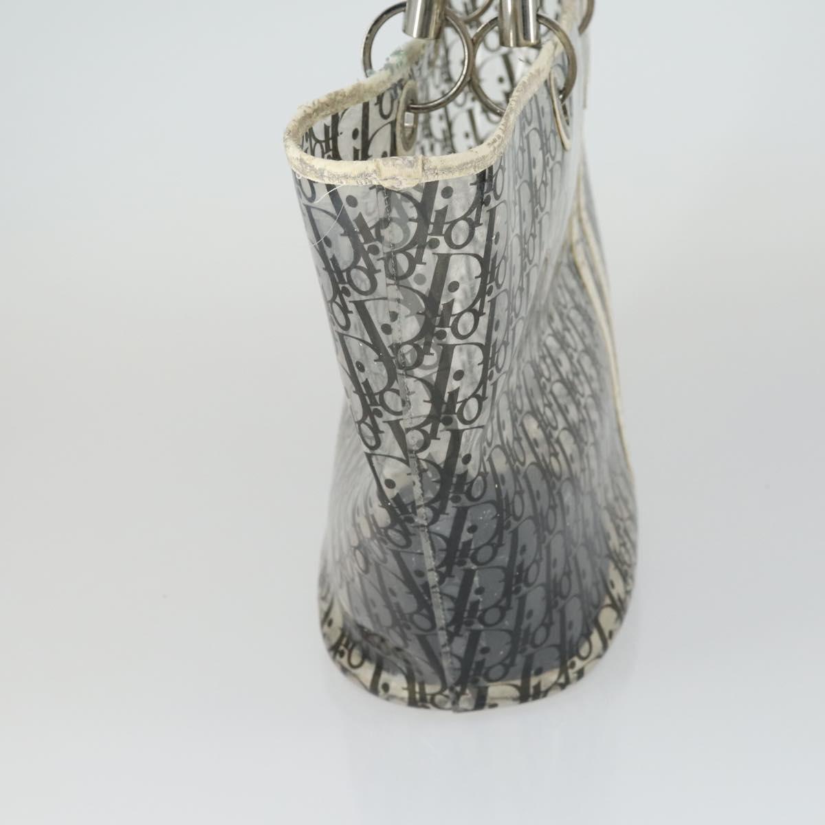 Christian Dior Trotter Canvas Hand Bag Vinyl Clear Silver Auth 162441