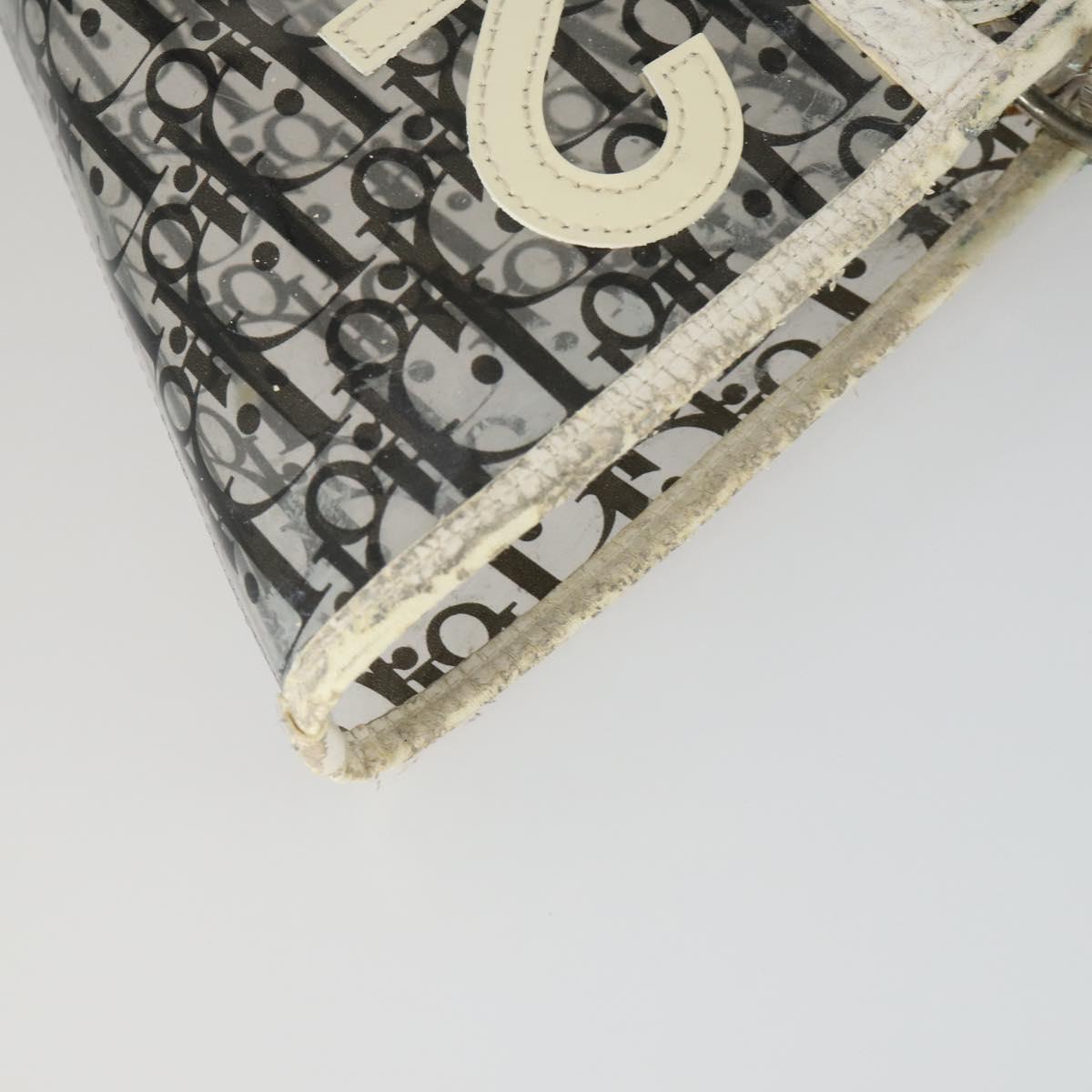 Christian Dior Trotter Canvas Hand Bag Vinyl Clear Silver Auth 162441