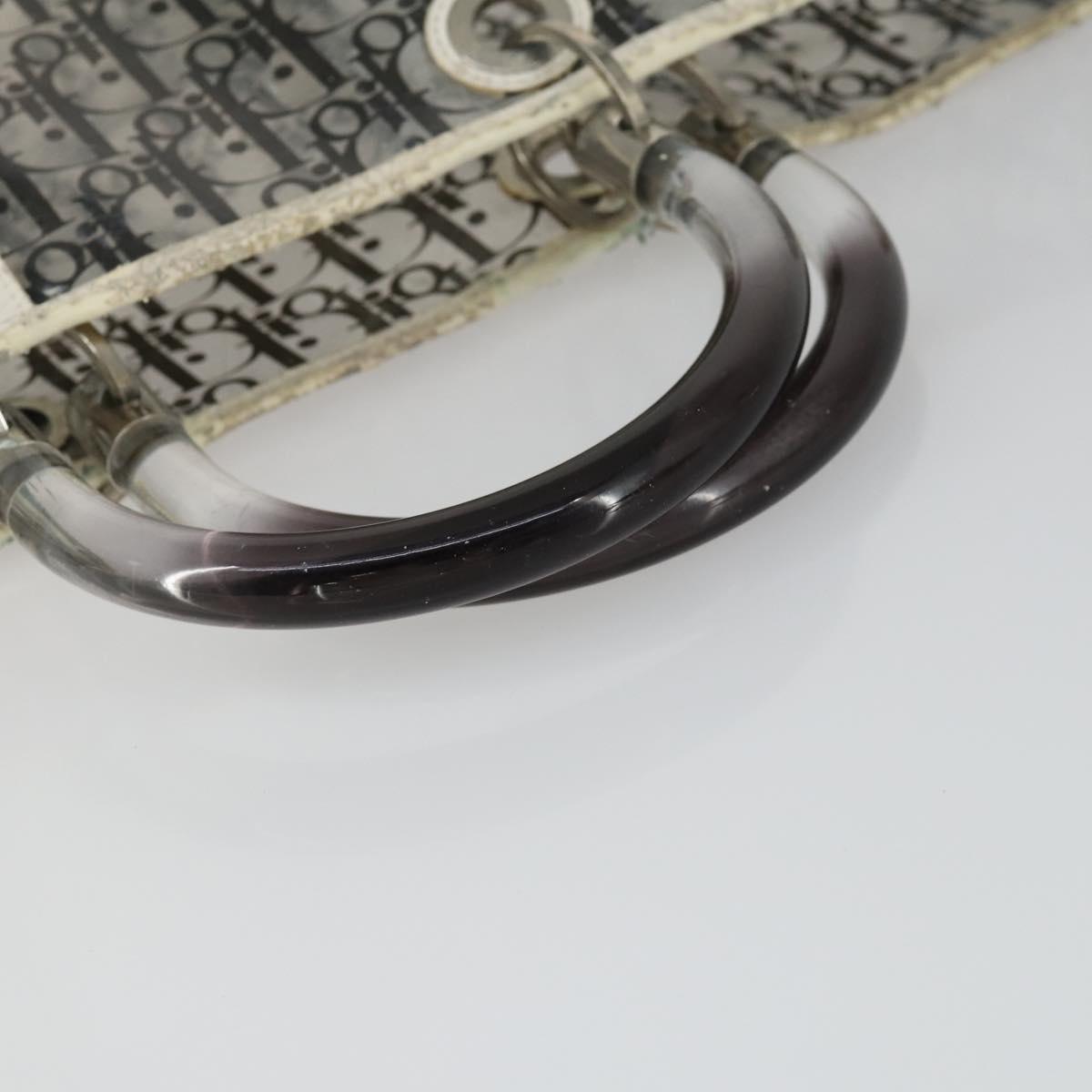 Christian Dior Trotter Canvas Hand Bag Vinyl Clear Silver Auth 162441
