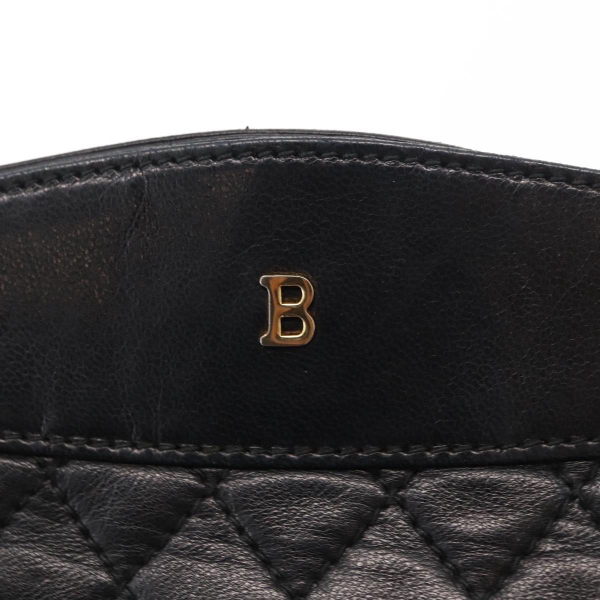 BALLY Chain Shoulder Bag Leather Black Gold Auth 162445