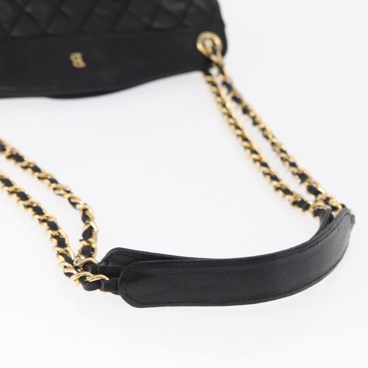 BALLY Chain Shoulder Bag Leather Black Gold Auth 162445
