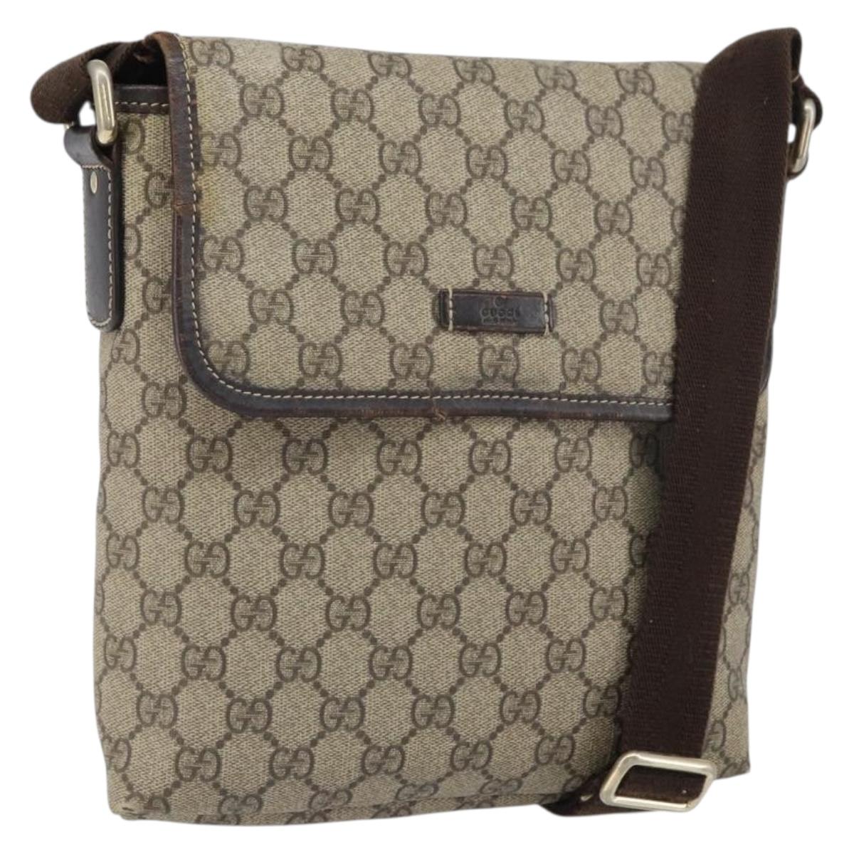 GUCCI GG Supreme Shoulder Bag PVC Beige 223666 Auth 162452