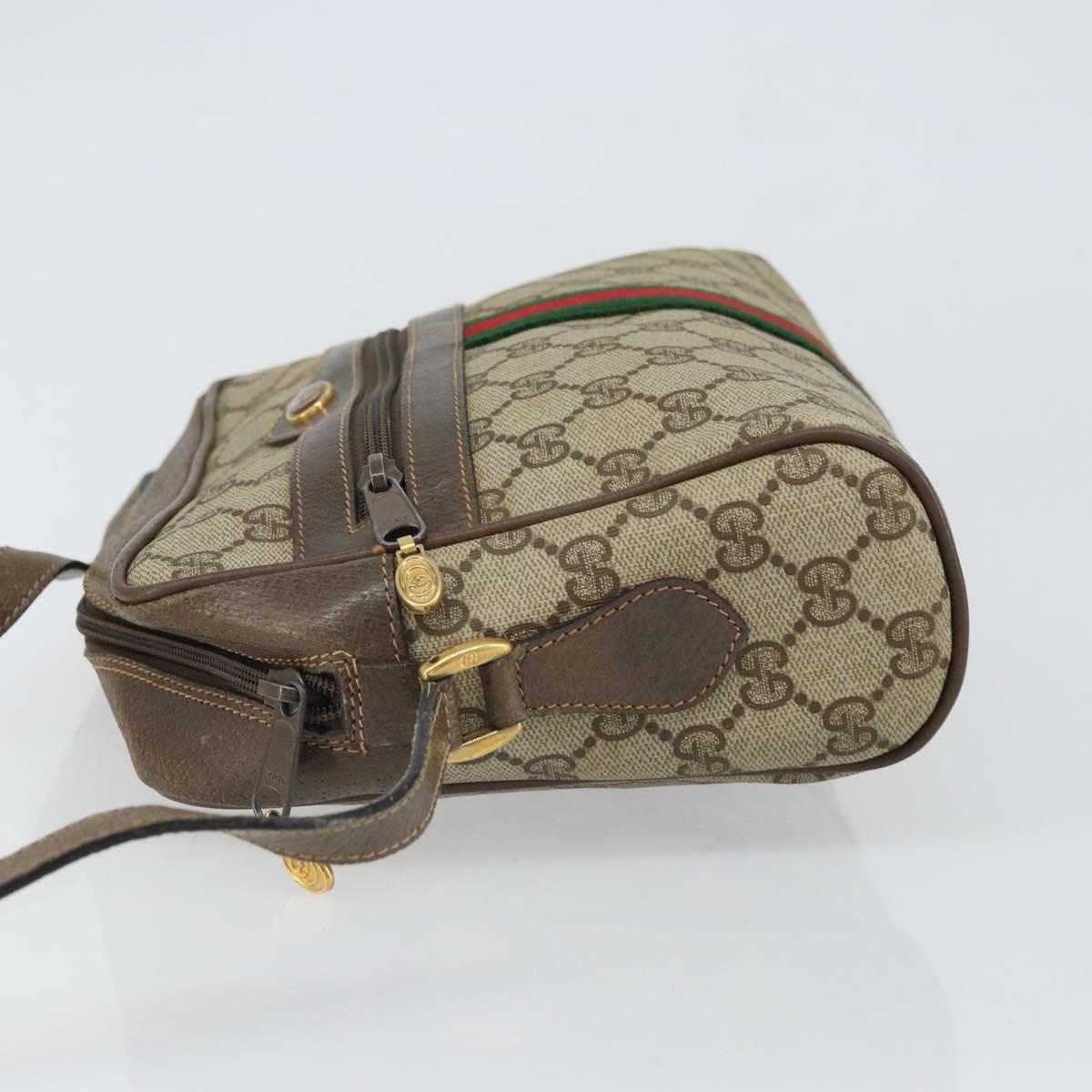 GUCCI GG Supreme Web Sherry Line Bag PVC Beige Gold 24 02 005 Auth 162455