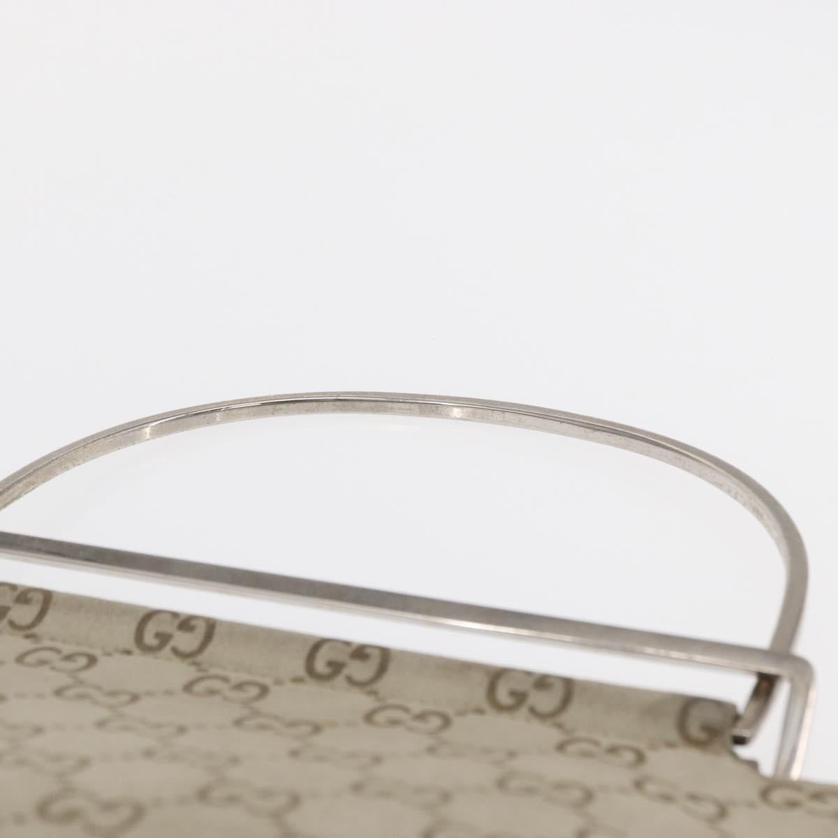 GUCCI GG Canvas Tote Bag Suede Beige Silver Auth 162462