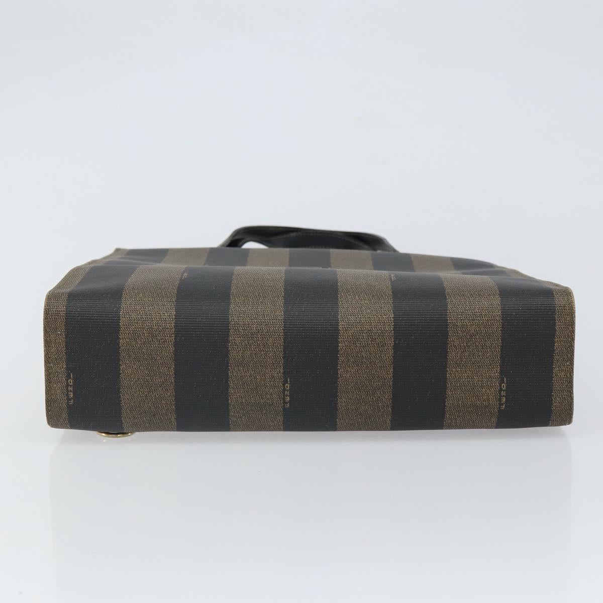 FENDI Pecan Canvas Tote Bag Brown Black Auth 162463