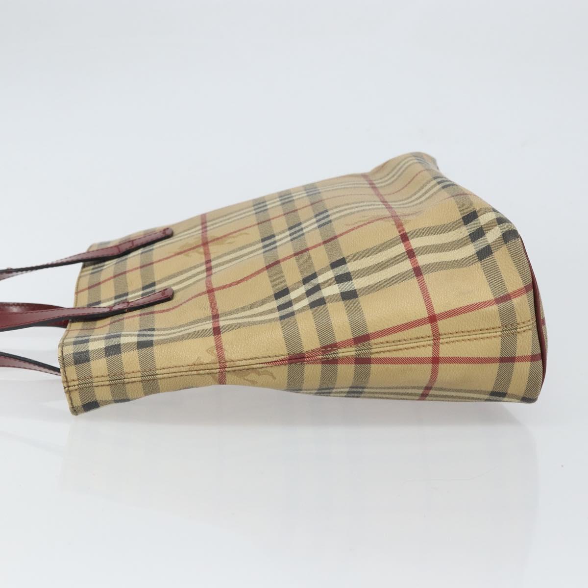 BURBERRY Nova Check Tote Bag PVC Beige Silver Auth 162465