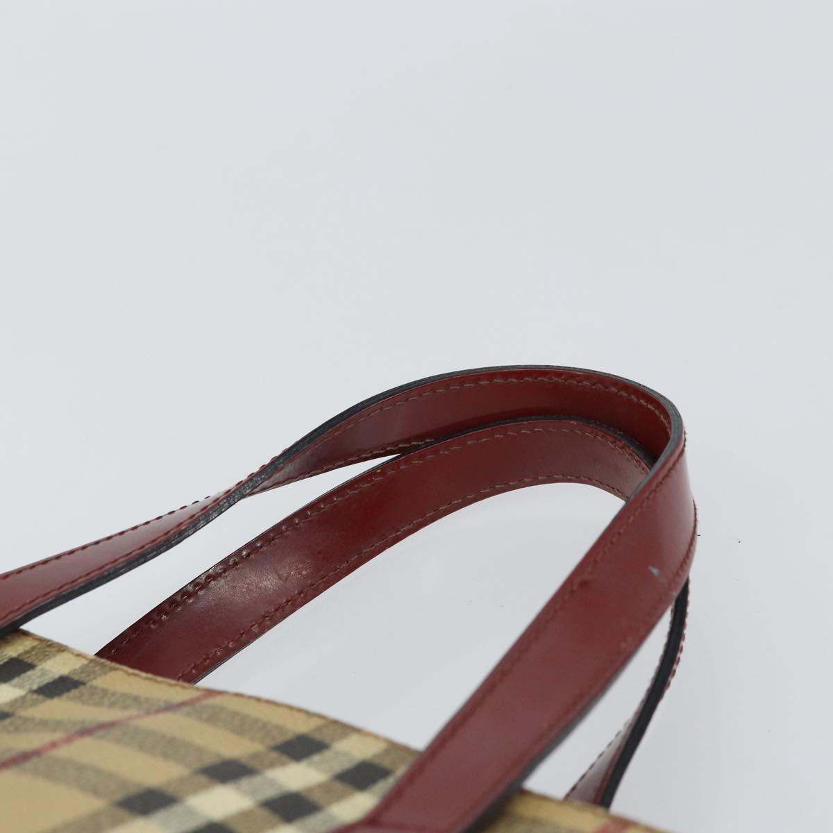 BURBERRY Nova Check Tote Bag PVC Beige Silver Auth 162465
