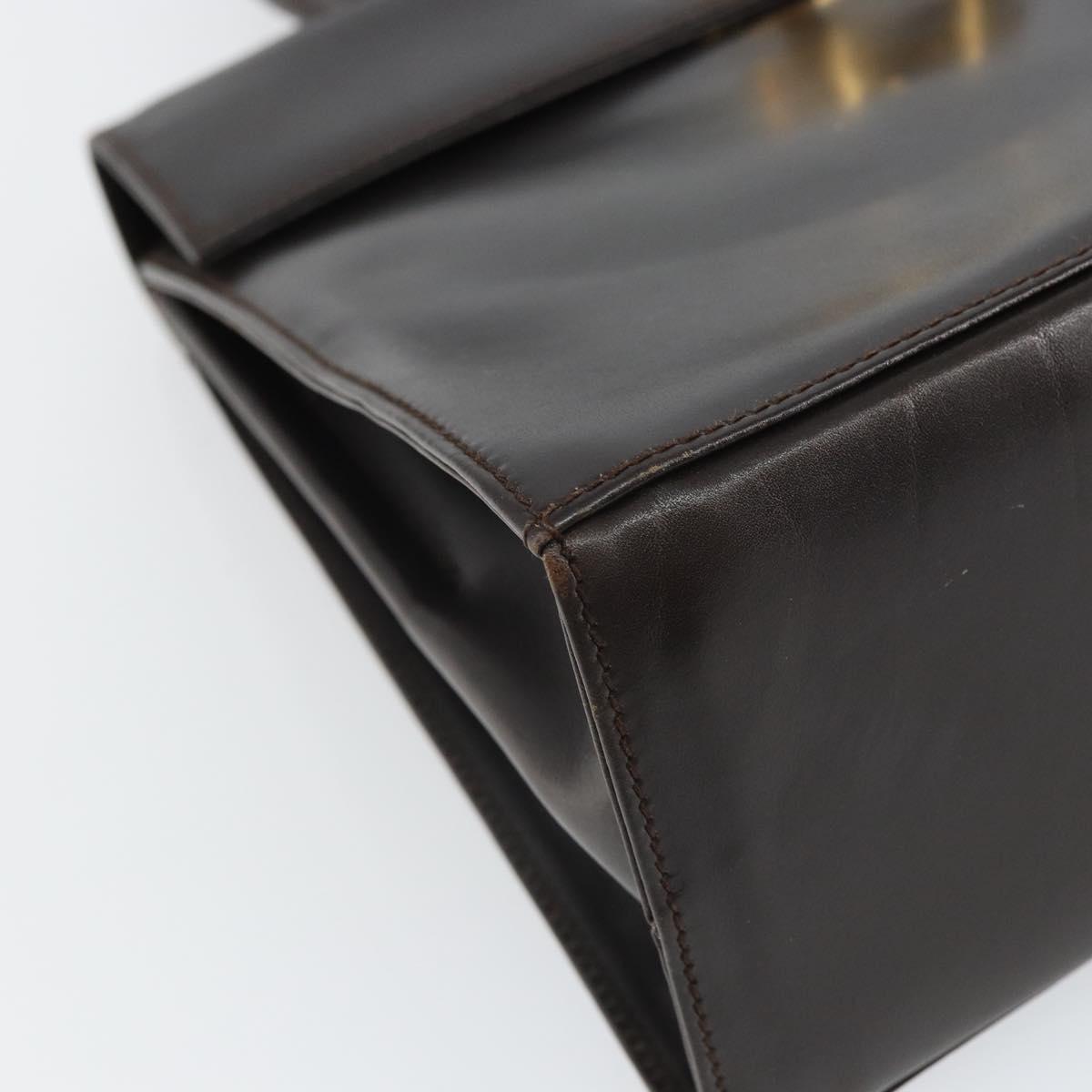 Salvatore Ferragamo Gancini Hand Bag Leather 2way Brown Gold Auth 162468