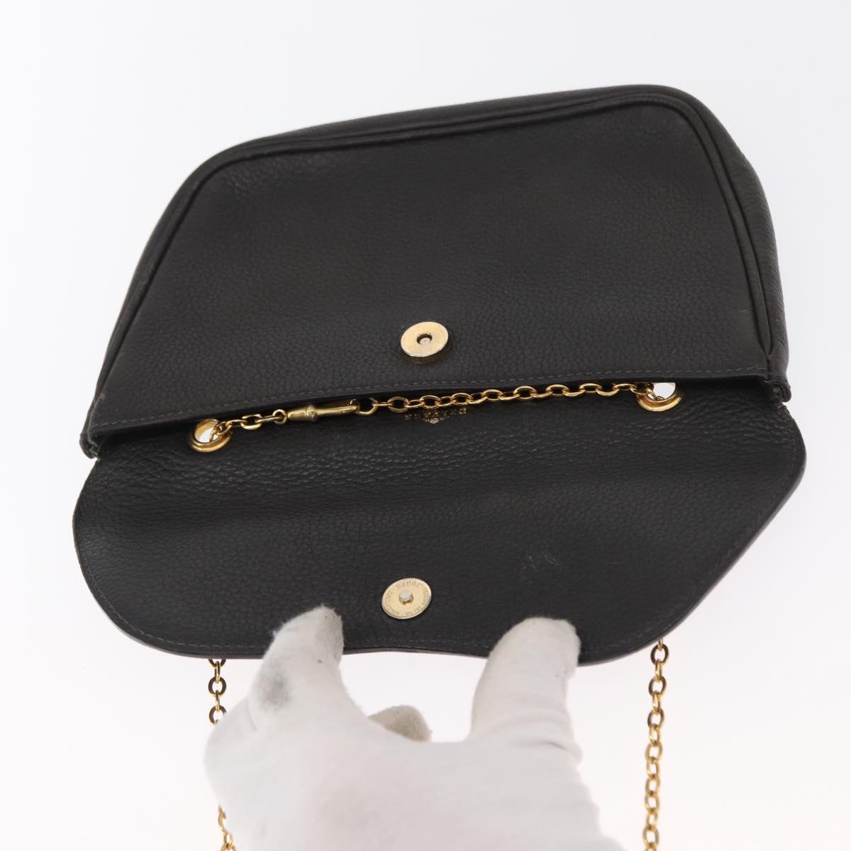 DELVAUX Chain Shoulder Bag Leather Black Gold Auth 162472