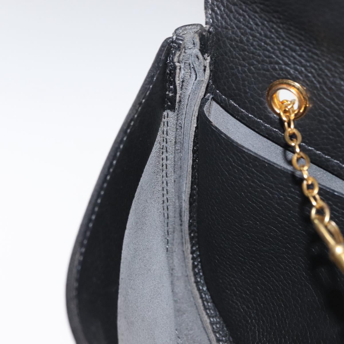 DELVAUX Chain Shoulder Bag Leather Black Gold Auth 162472