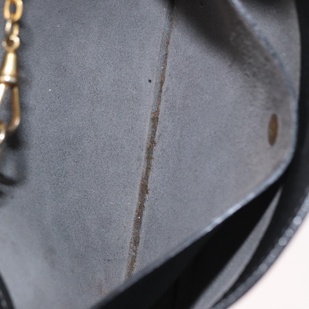 DELVAUX Chain Shoulder Bag Leather Black Gold Auth 162472