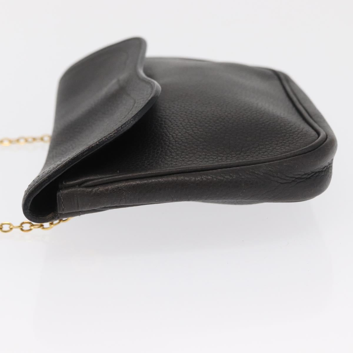 DELVAUX Chain Shoulder Bag Leather Black Gold Auth 162472