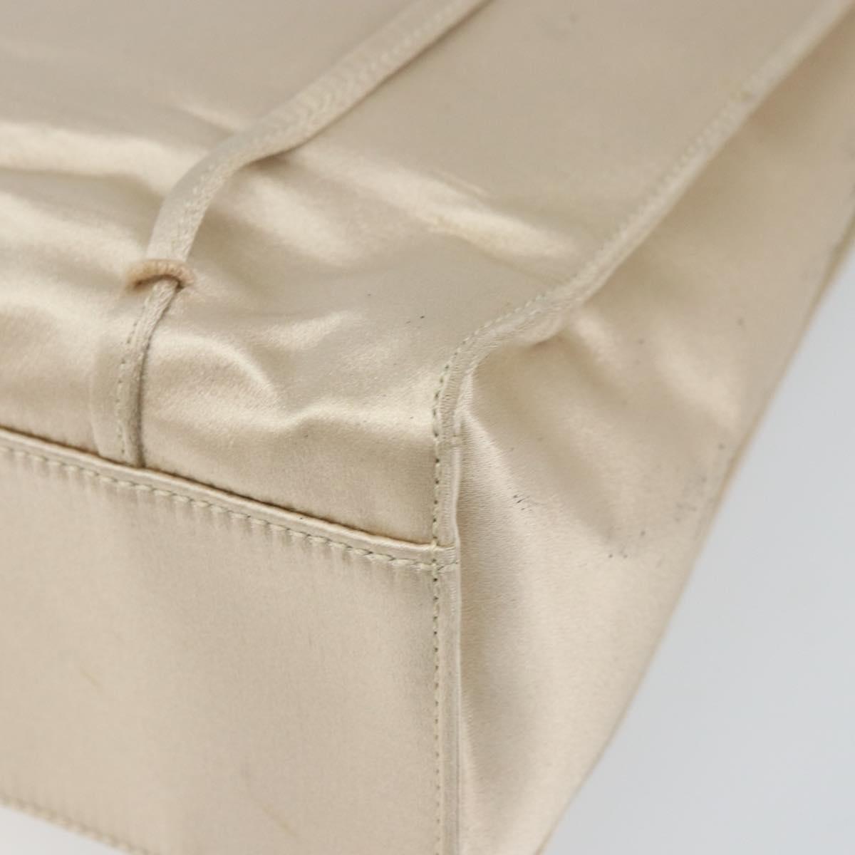 PRADA Hand Bag Satin Beige Auth 162473