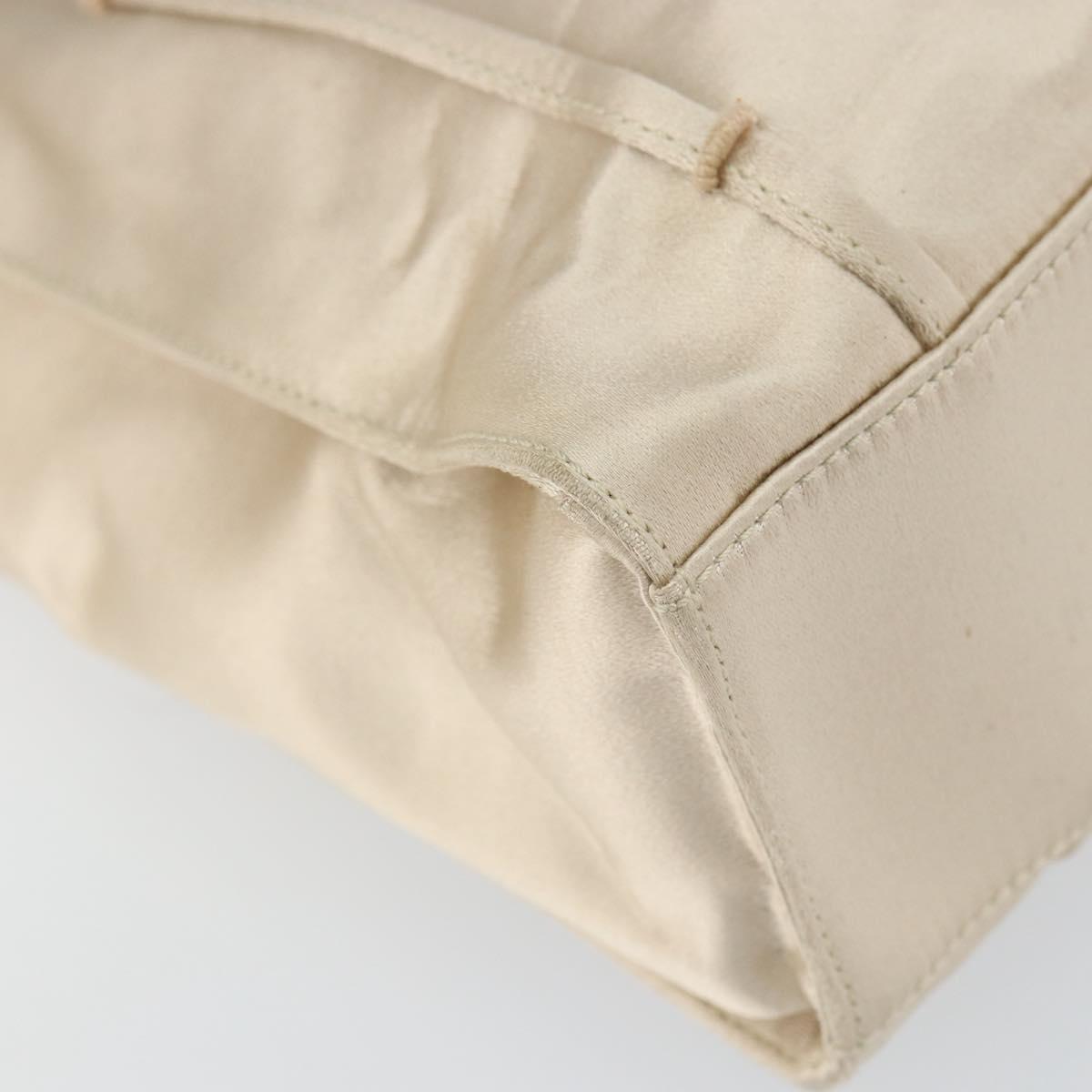 PRADA Hand Bag Satin Beige Auth 162473