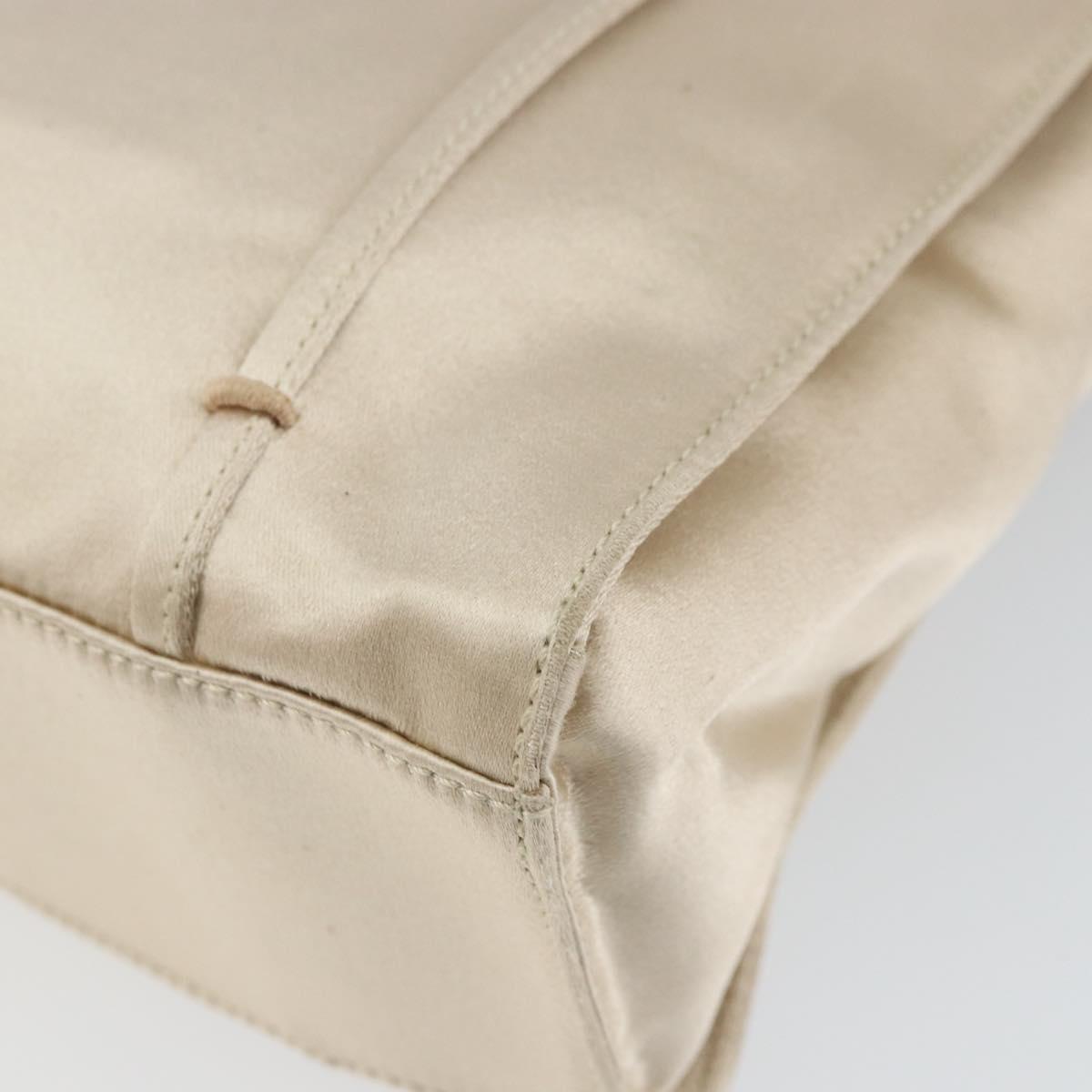 PRADA Hand Bag Satin Beige Auth 162473