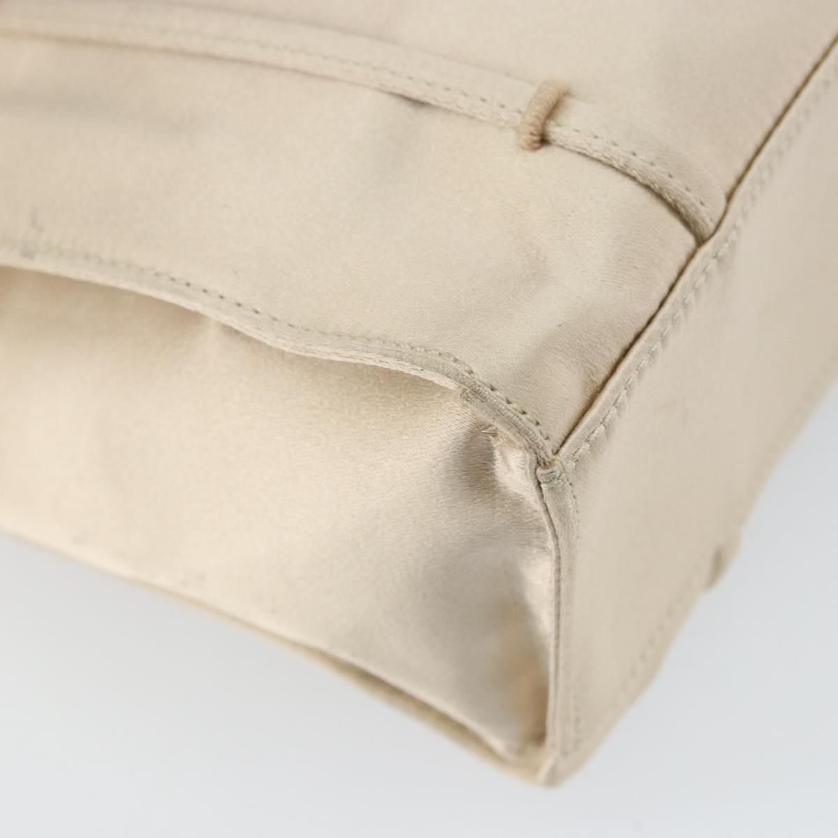 PRADA Hand Bag Satin Beige Auth 162473