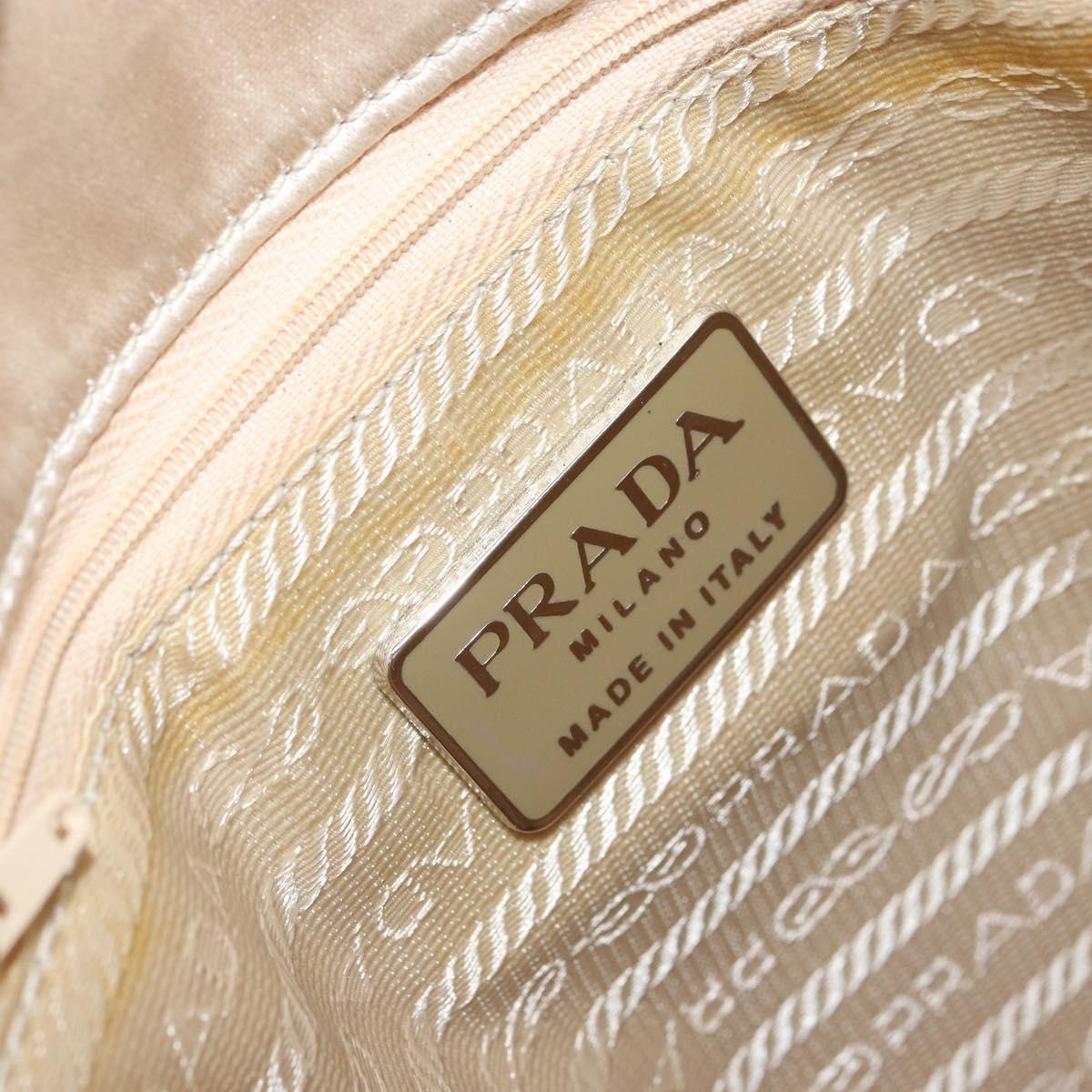 PRADA Hand Bag Satin Beige Auth 162473