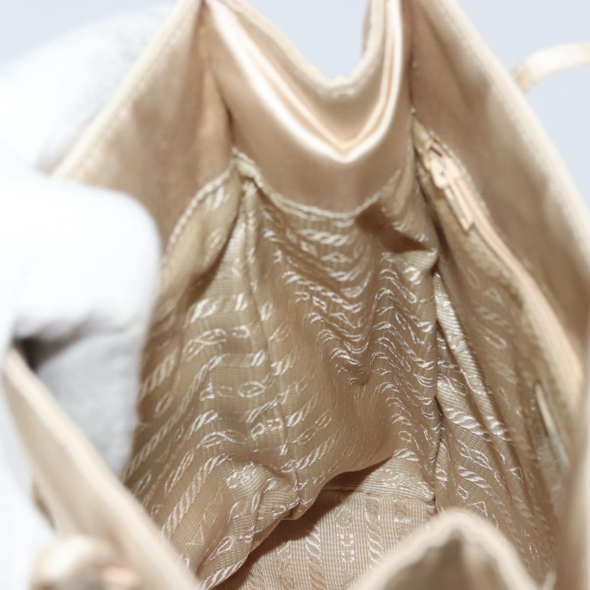 PRADA Hand Bag Satin Beige Auth 162473