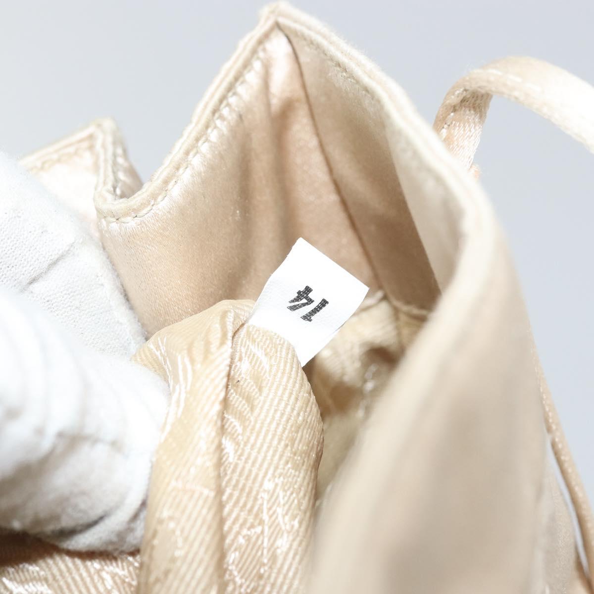 PRADA Hand Bag Satin Beige Auth 162473