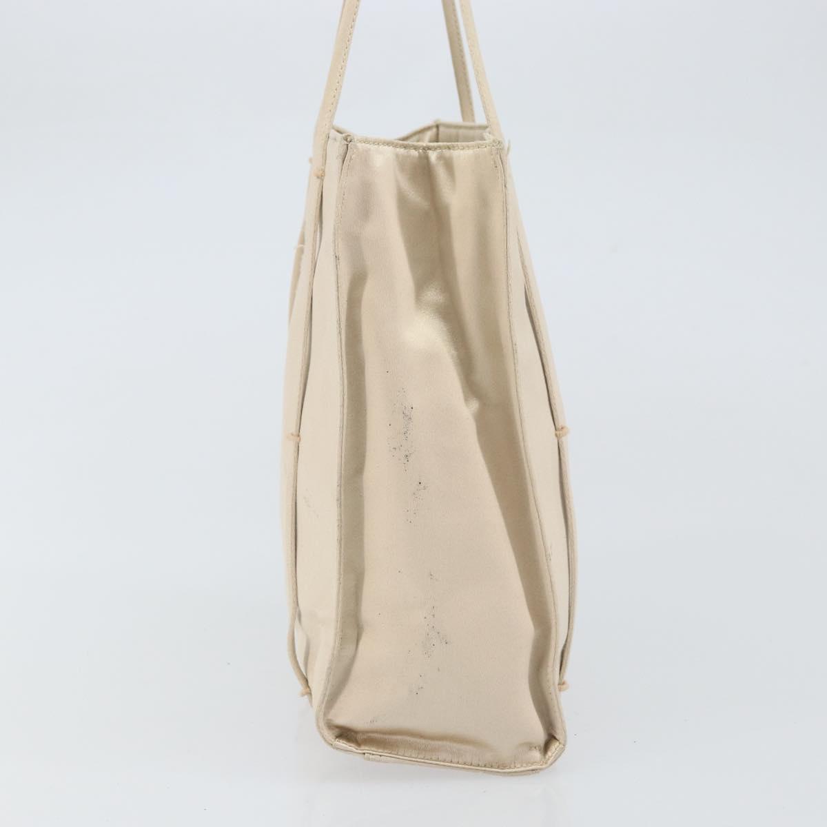 PRADA Hand Bag Satin Beige Auth 162473