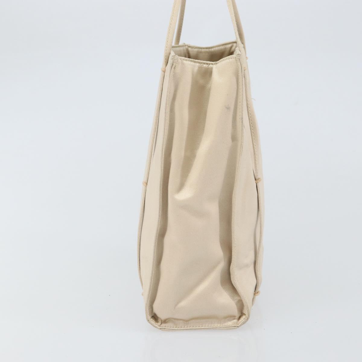 PRADA Hand Bag Satin Beige Auth 162473