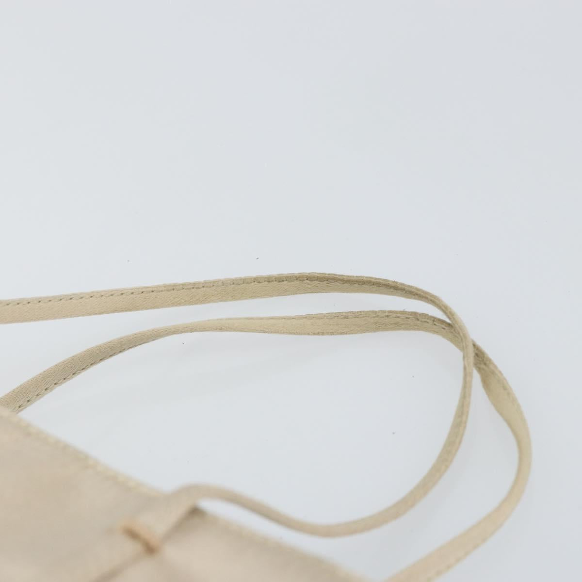 PRADA Hand Bag Satin Beige Auth 162473