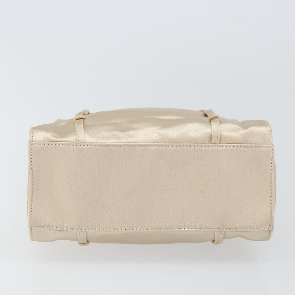 PRADA Hand Bag Satin Beige Auth 162473