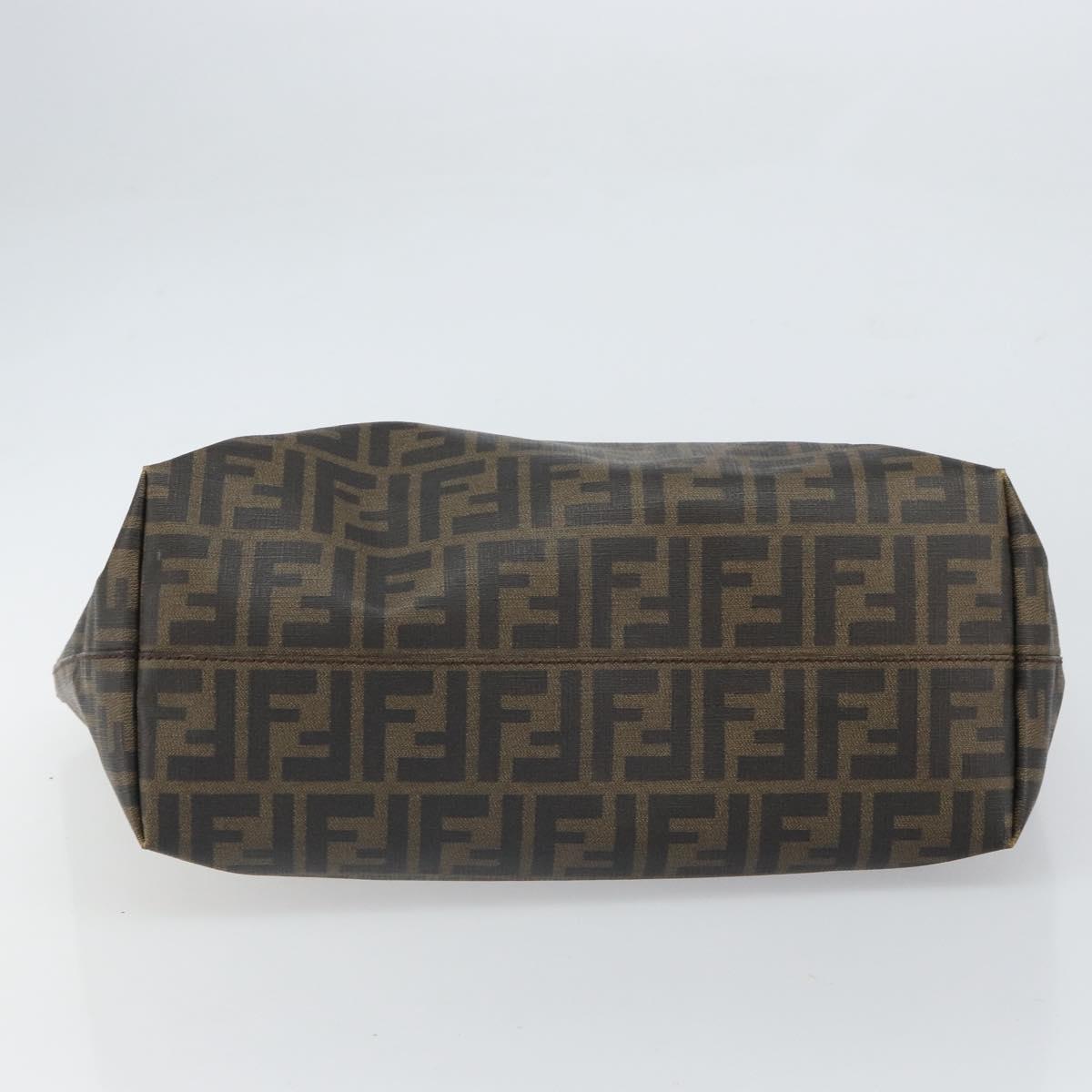 FENDI Zucca Canvas Tote Bag Black Brown Auth 162502