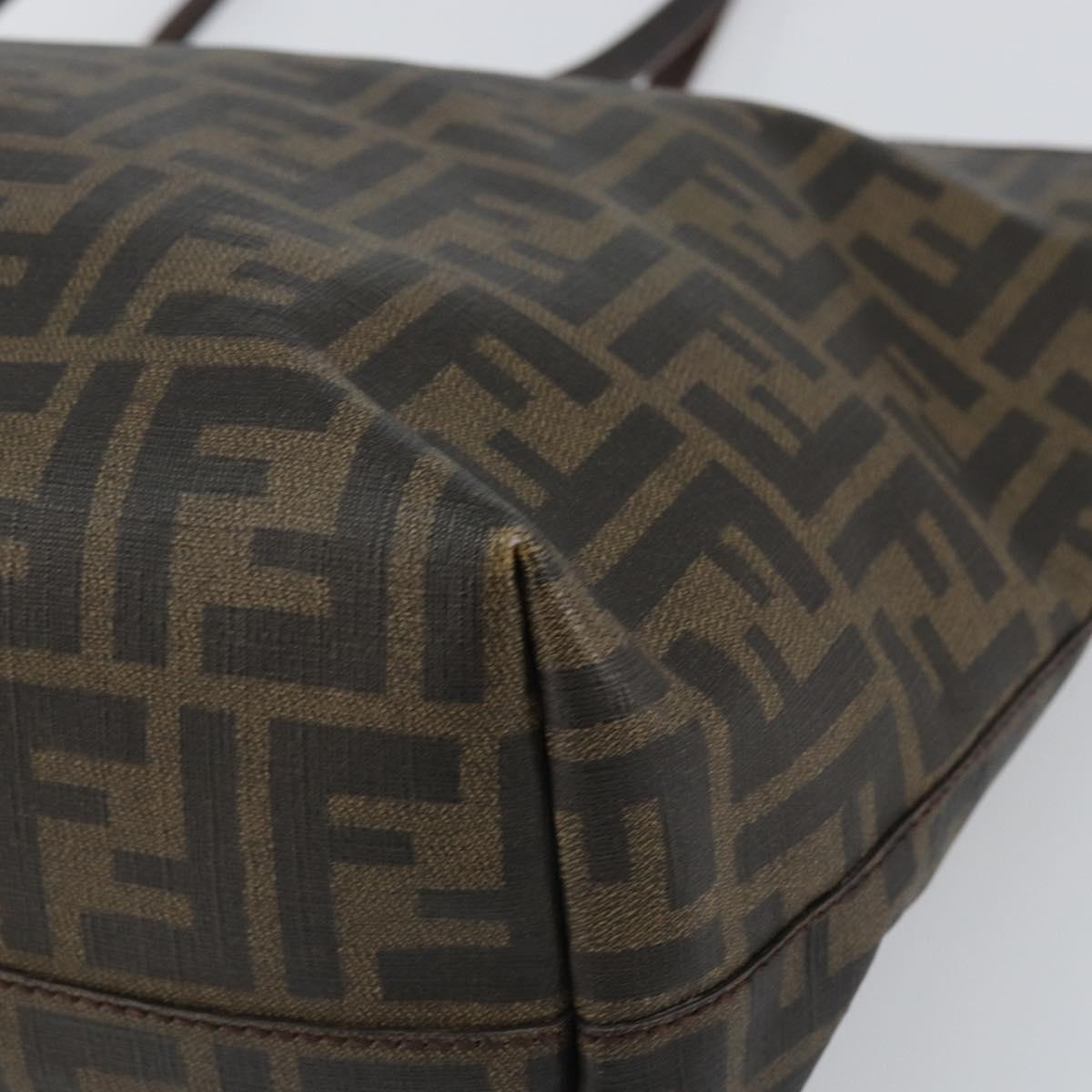 FENDI Zucca Canvas Tote Bag Black Brown Auth 162502