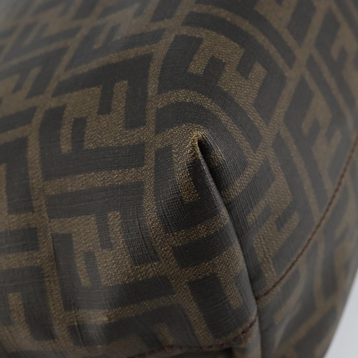 FENDI Zucca Canvas Tote Bag Black Brown Auth 162502