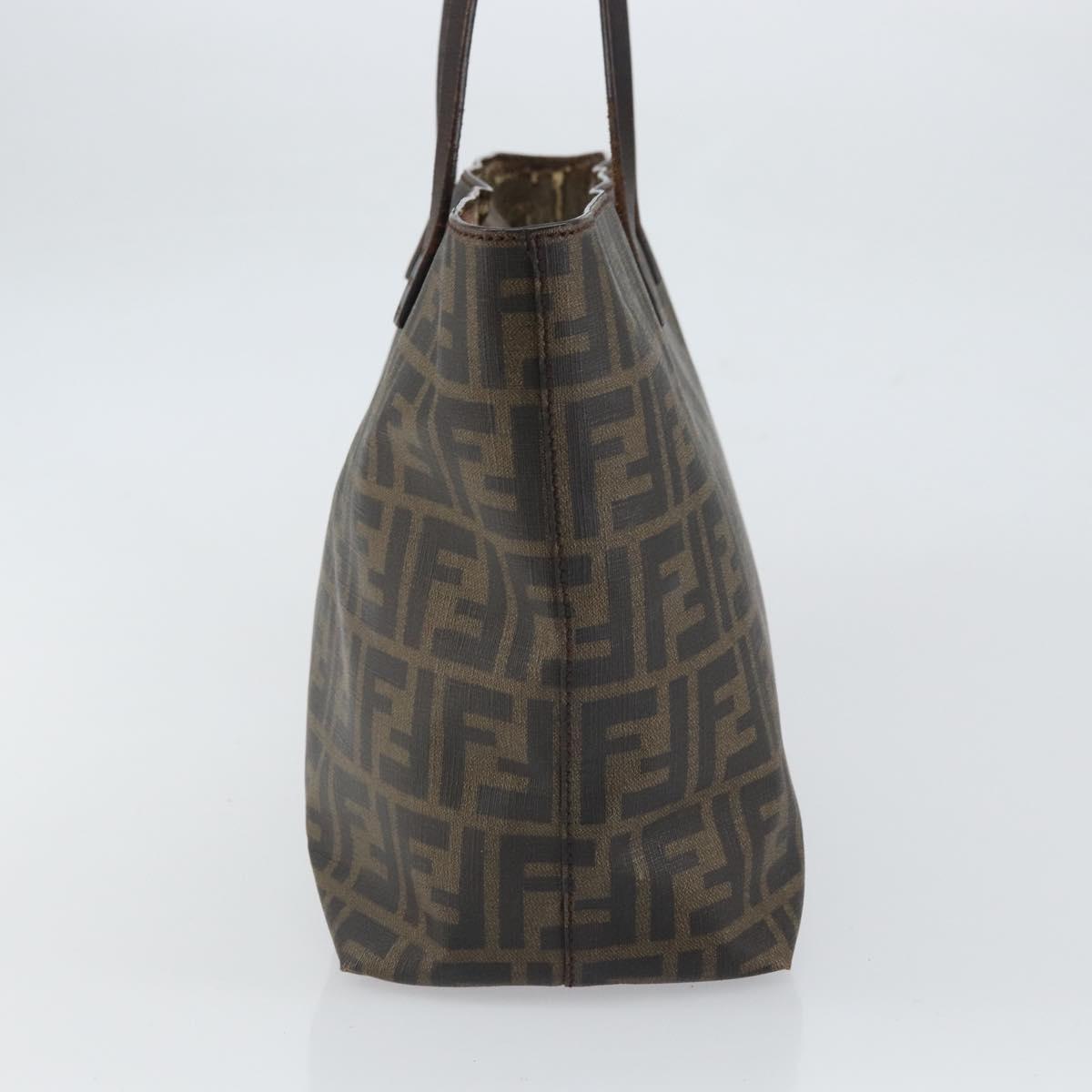 FENDI Zucca Canvas Tote Bag Black Brown Auth 162502